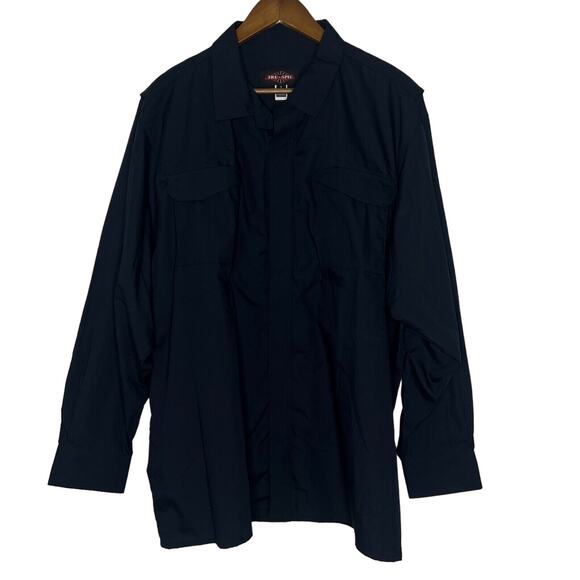 Tru-Spec Black Tactical Shirt Size XL Reg Long Sleeve Button Front - Picture 1 of 11